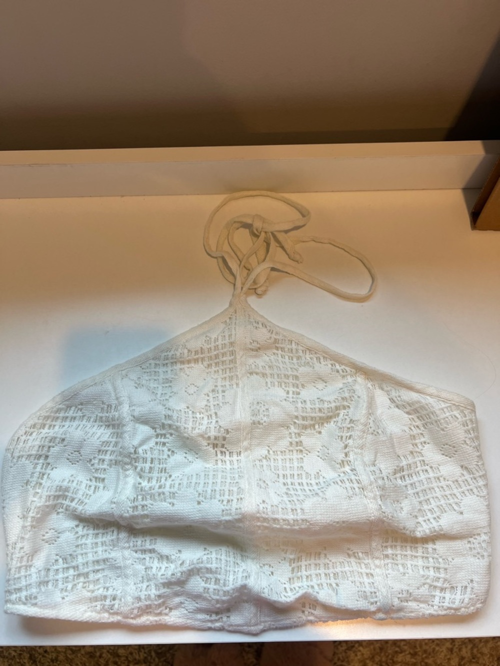 American Eagle Outfitters White Crochet Halter Top